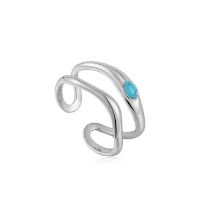 Ania Haie Women's Turquoise Wave Double Band Adjustable Rings In Silver In Metallic