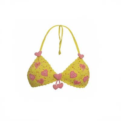 Anicy Manuguian Women's Yellow / Orange Star Bikini Top Yellow