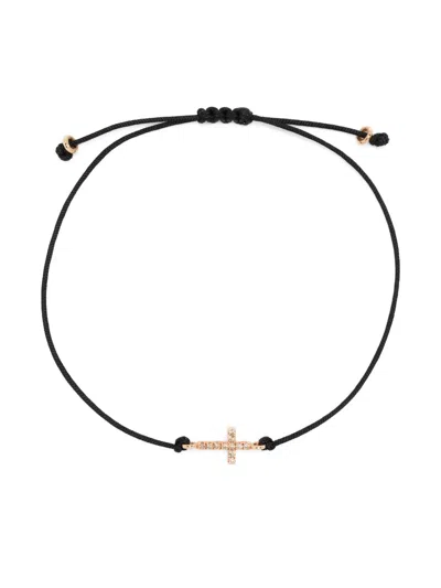 Anil Arjandas 18kt Mini Cross Rotgoldarmband Mit Diamanten In Pink