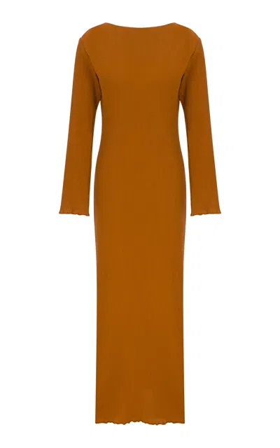 Anim Backless Cotton Maxi Dress In Khaki