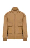 Anim Cira Suede Leather Jacket In Nude