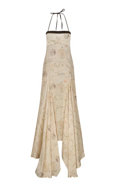 Anim Map Printed Halter Maxi Dress In Multi