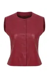 Anim Marly Leather Vest In Berry