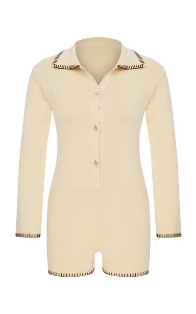 Anim Mirae Long-sleeved Cotton Jumpsuit In Ivory