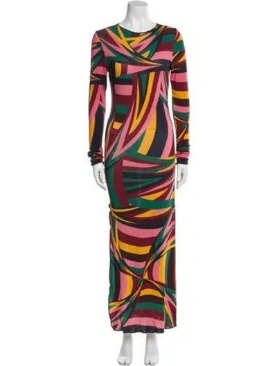 Pre-owned Anim Printed Long Dress In Multi