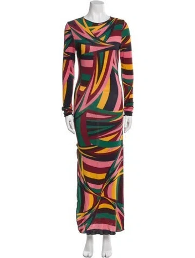 Pre-owned Anim Printed Long Dress In Multi