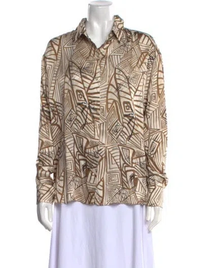 Pre-owned Anim Printed Long Sleeve Button-up Top In Multi