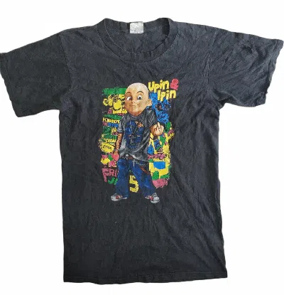 Pre-owned Anima Distressed Upin Ipin Famous Cartoon Fuck Up Tees In Black