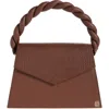 Anima Iris Medium Zaza Grande Croc Embossed Leather Top Handle Bag In Dark Brown
