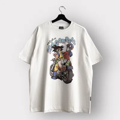 Pre-owned Anima Steal! Y2k Japan Dragon Ball Biker Tee In White