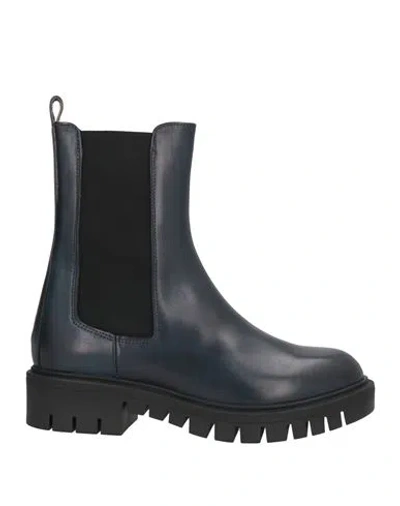 Anima Woman Ankle Boots Navy Size 6 Leather In Blue