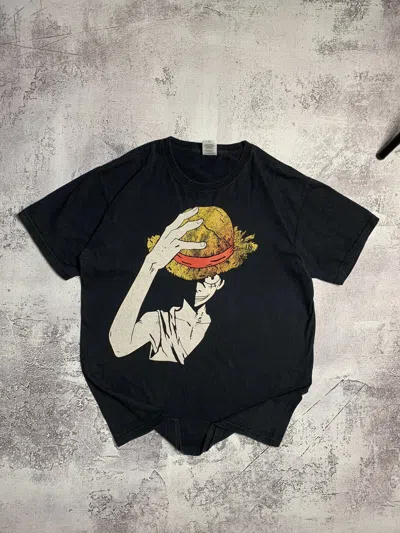 Pre-owned Anima X One Piece Vintage Monkey D.luffy One Piece Fotl T-shirt In Black