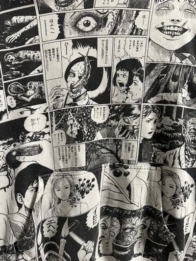 Pre-owned Anima X Vintage Anime Hoodie Junji Ito Asahi Shimbun Fool Print In Black/white