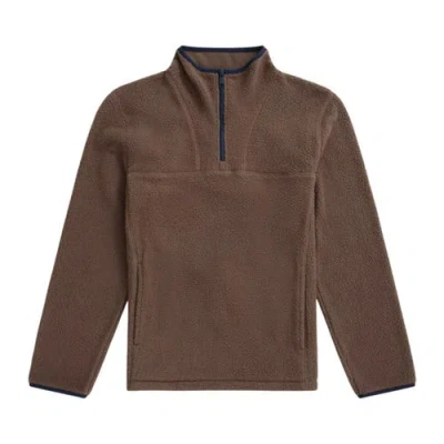 Animal Alfie Contrast Detail Borg Half Zip Fleece Top In Brown