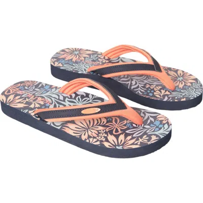 Animal Childrens/kids Swish Floral Flip Flops In Orange
