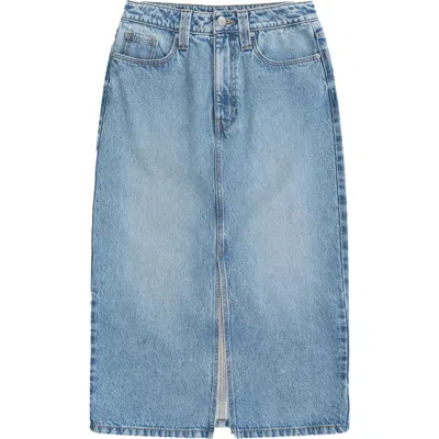 Animal Denim Midi Skirt In Blue