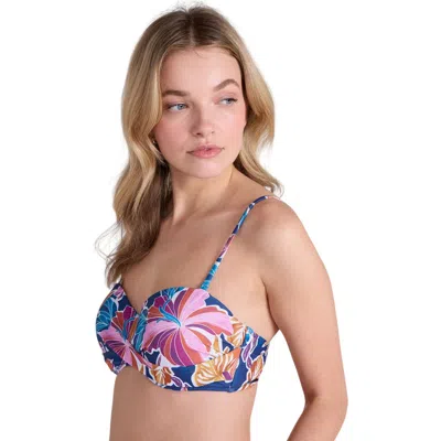 Animal Docks Flowers Bandeau Bikini Top In Purple