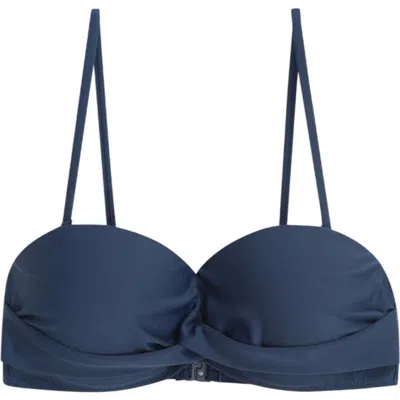 Animal Docks Plain Bandeau Bikini Top In Blue