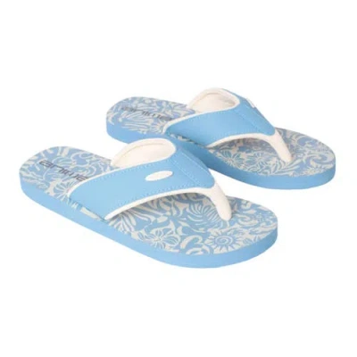 Animal Leaf Print Flip Flops In Blue