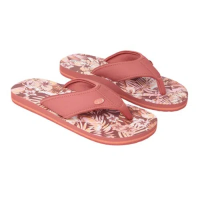 Animal Leaf Print Flip Flops In Pink