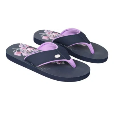 Animal Leaf Print Flip Flops In Purple