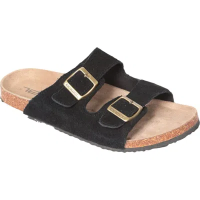 Animal Leather Casual Sliders In Black