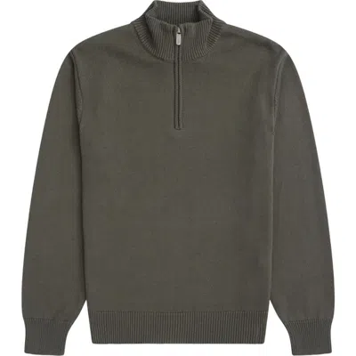 Animal Ribbed Quarter Zip Sweater In Brown