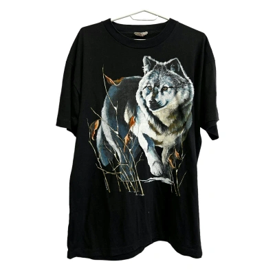 Pre-owned Animal Tee X Vintage 1993 Vintage 90's Harlequin Wolf Single Stitch T-shirt In Black