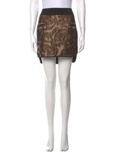 Pre-owned Animale Animal Print Mini Skirt In Brown