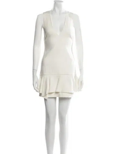 Pre-owned Animale Plunge Neckline Mini Dress In Neutrals
