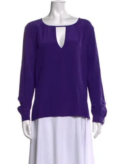 Pre-owned Animale Silk Plunge Neckline Blouse In Purple