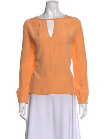 Pre-owned Animale Silk V-neck Blouse In Orange