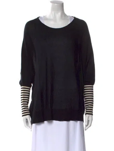 Pre-owned Animale Striped Scoop Neck Sweater In Black