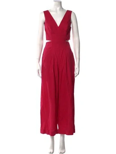 Pre-owned Animale V-neck Jumpsuit In Pink