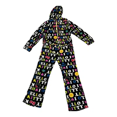 Pre-owned Anime Hello Kitty Fleece Pajamas Overprinted In Multi
