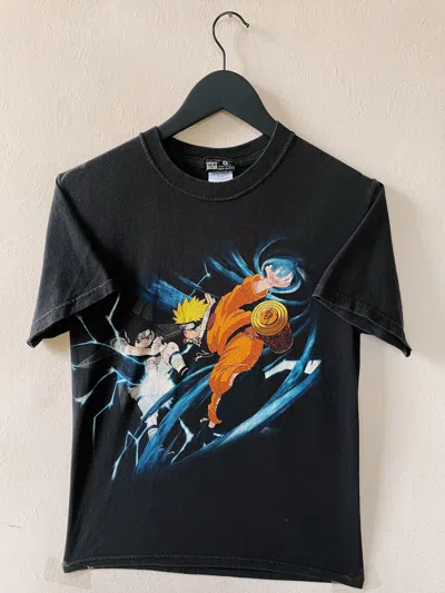 Pre-owned Anime Vintage 2002 Naruto & Sasuke T-shirt Black