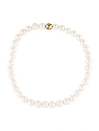 Pre-owned Anine Bing 14k Pearl Classic Choker, 14" In Multi