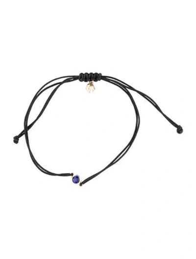 Pre-owned Anine Bing 14k Synthetic Sapphire Adjustable Bracelet, 11" In Black
