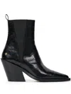 Anine Bing 85mm Bekah Croc Embossed Leather Boots In Black