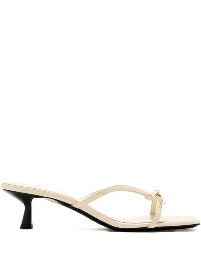 Anine Bing 55mm Bow-detail Square-toe Sandals In Neutral
