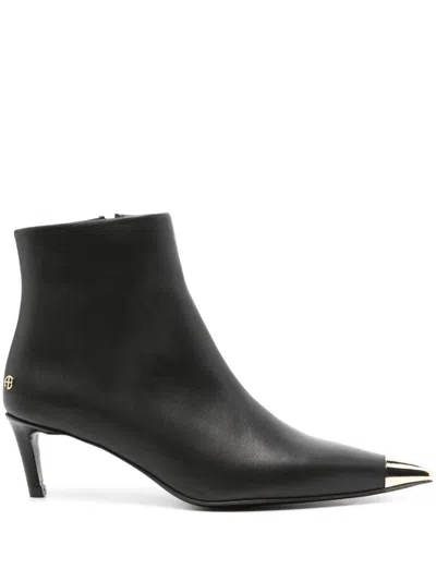 Anine Bing Gia Boots With Metal Toe Cap In Black In Nero