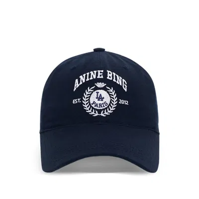 Anine Bing A-12-12495 Logo-embroidered Cotton Baseball Cap In Blue