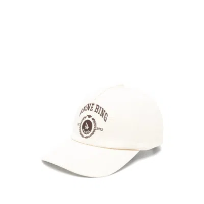 Anine Bing A-12-12912 Embroidered Logo Cotton Baseball Cap In White