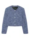 Anine Bing Cropped Tweed Jacket With Four Button Cuffs