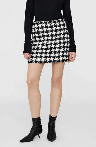 Anine Bing Ada Houndstooth Miniskirt In Black And White Houndstooth