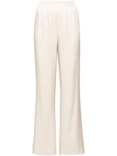 Anine Bing Aden Silk-blend Charmeuse Wide-leg Pants In Sand
