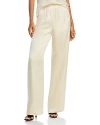 Anine Bing Aden Silk-blend Charmeuse Wide-leg Pants In Sand