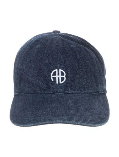 Pre-owned Anine Bing Adjustable Embroidered Baseball Hat W/tags In Blue