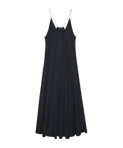 Anine Bing Aida Gathered Midi Dress In Black