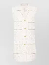 Anine Bing Alden Dress Sleeveless Textured Large Pockets In White